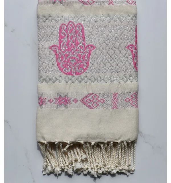 Fouta khomsa rose moyen 