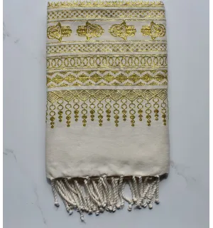 Fouta khomsa jaune doré 