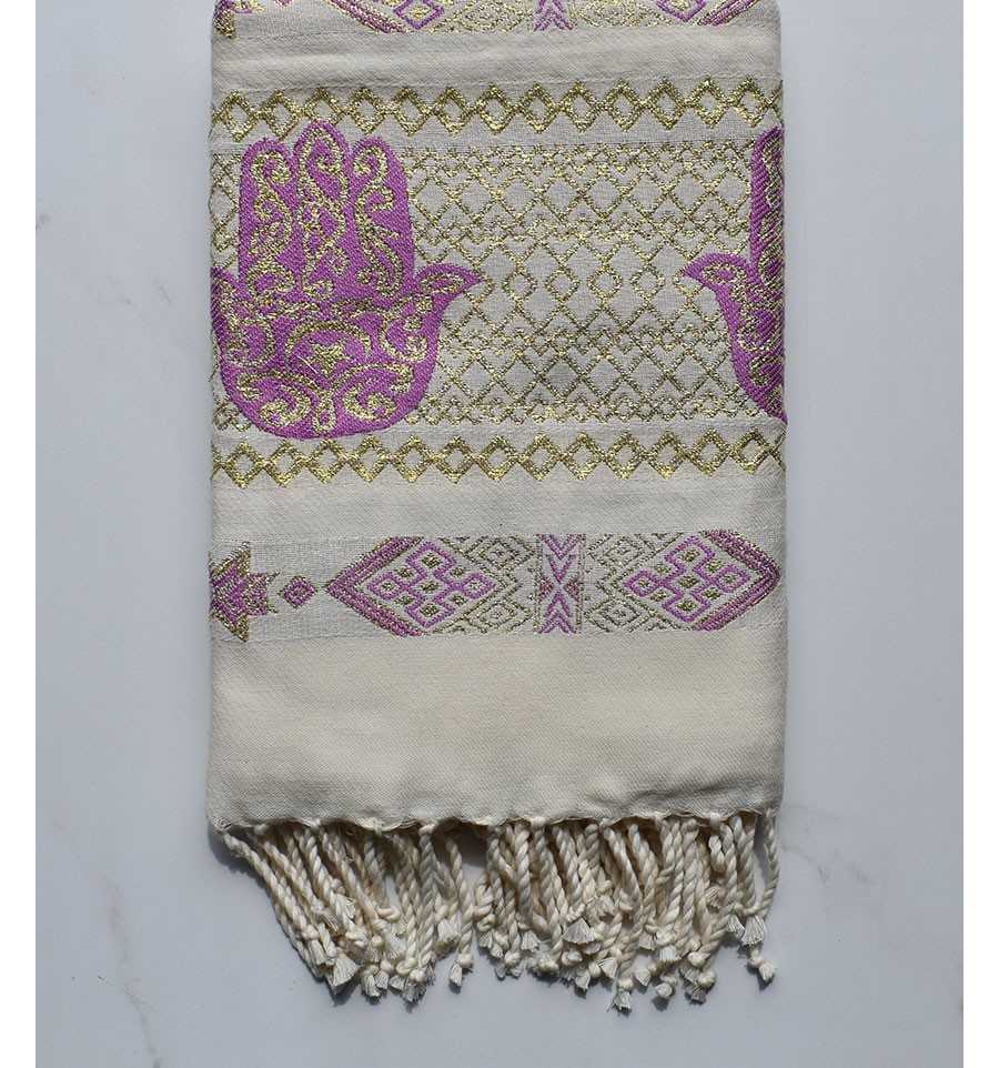 Fouta khomsa héliotrope