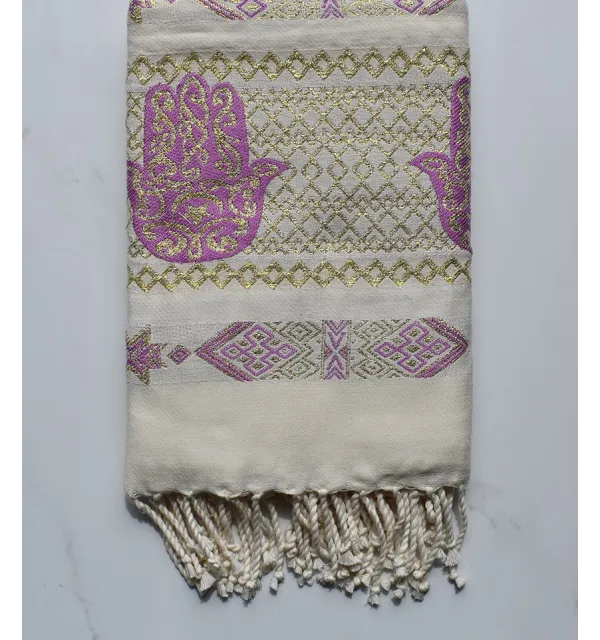 Fouta khomsa héliotrope 