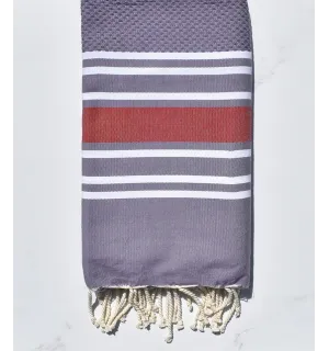 Fouta nid d'abeille violet d'évèque clair avec rayures 