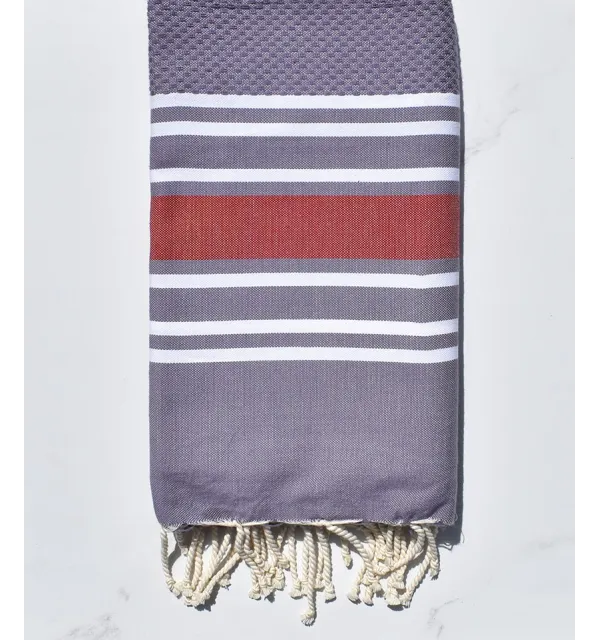 Fouta nid d'abeille violet d'évèque clair avec rayures 