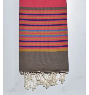 Fouta Plate rose avec rayures