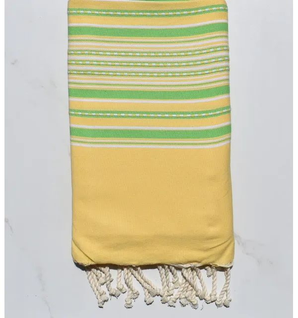 Fouta arabesque jaune et vert 