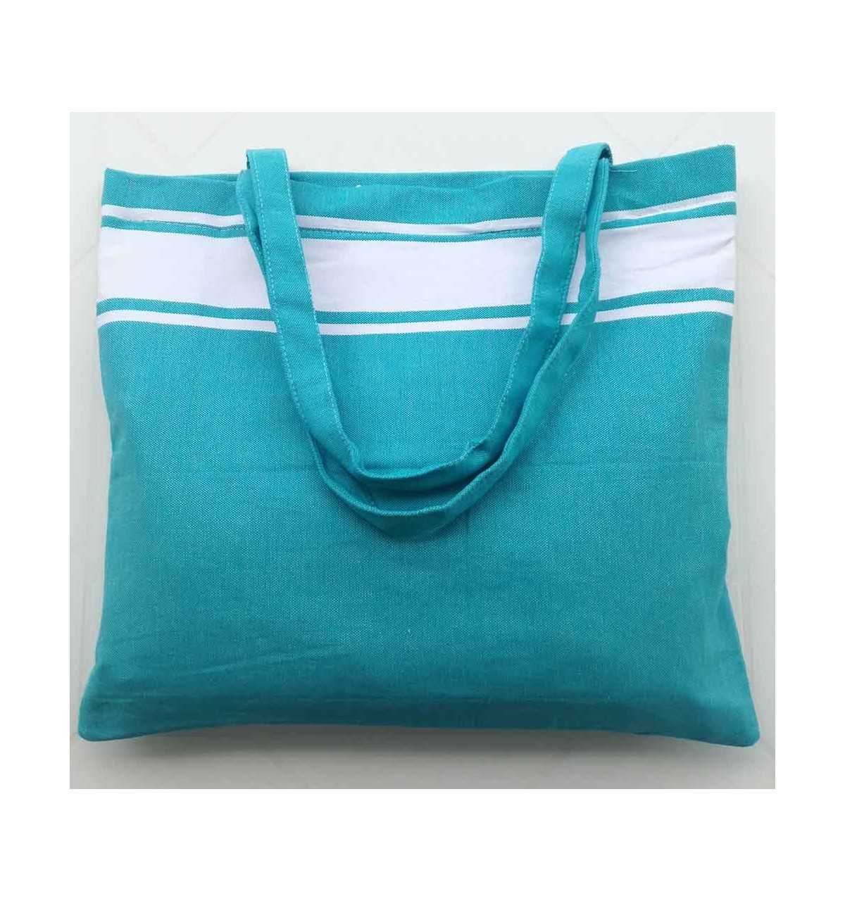 Sac de plage fouta bleu céleste - FOUTA RTUNISIA
