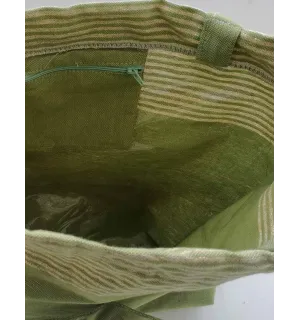 Sac de plage fouta vert olive avec lurex doré 2