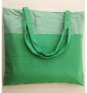 Sac de plage fouta vert avec lurex doré