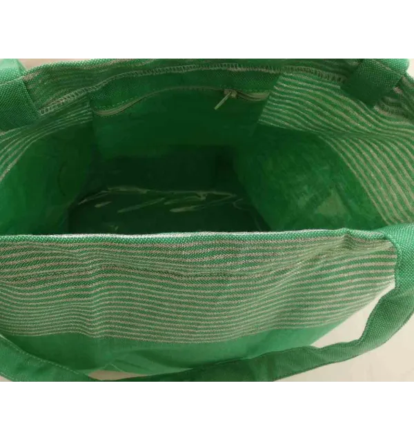 Sac de plage fouta vert avec lurex doré 