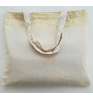 Sac de plage fouta blanc crème avec lurex doré 