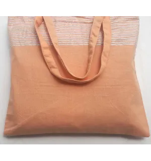Sac de plage fouta orange très clair avec lurex argenté 