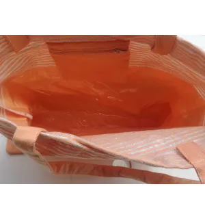 Sac de plage fouta orange très clair avec lurex argenté 2