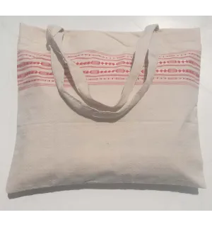 Sac de plage fouta thalasso avec motifs rouge corail 