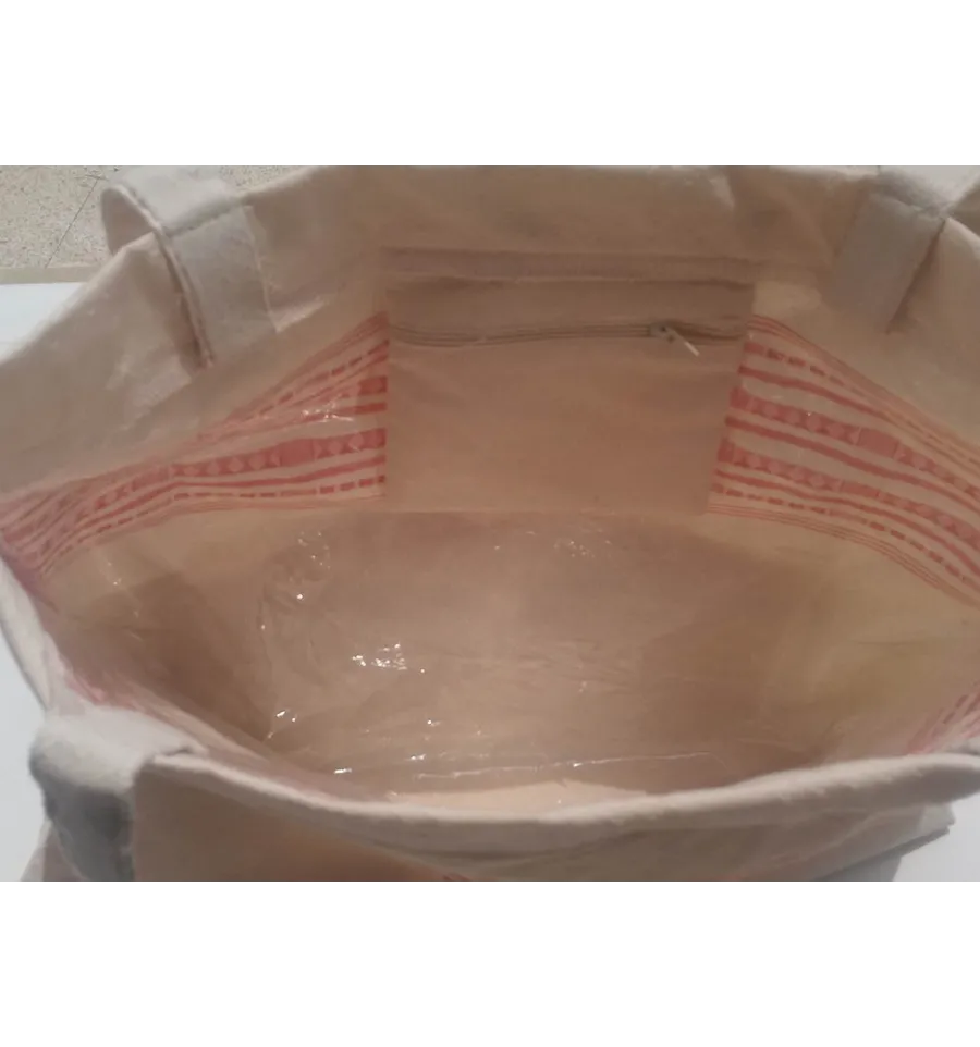 Sac de plage fouta thalasso avec motifs rouge corail 