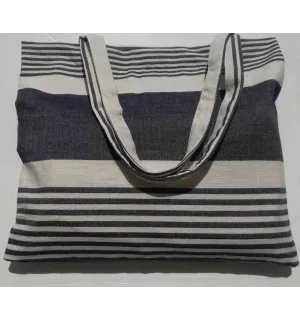 Sac de plage fouta blanc crème et ardoise 