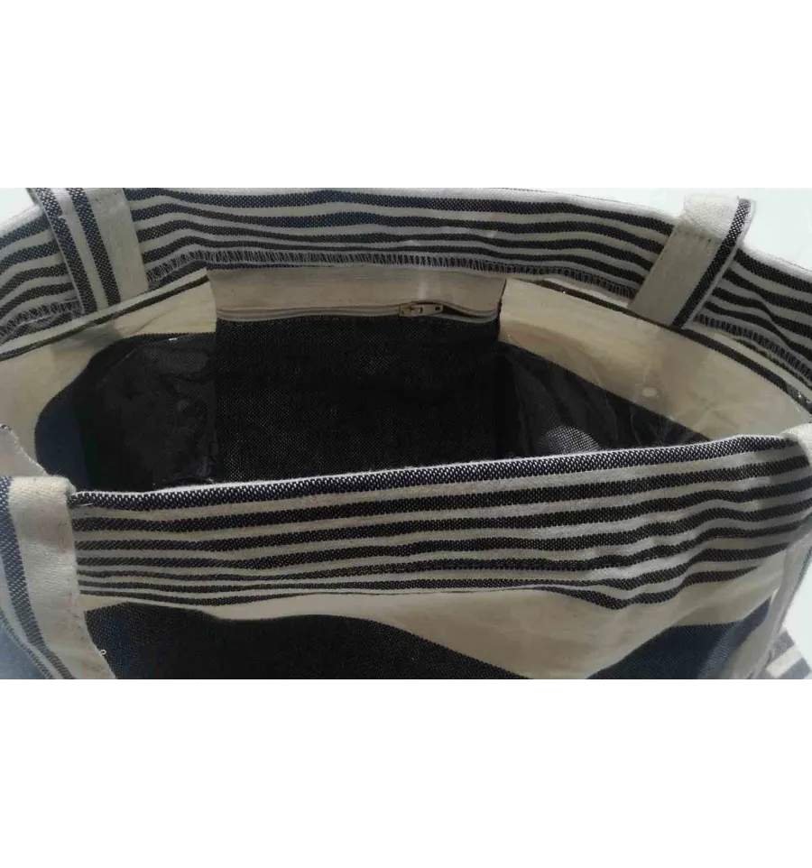 Sac de plage fouta blanc crème et ardoise 