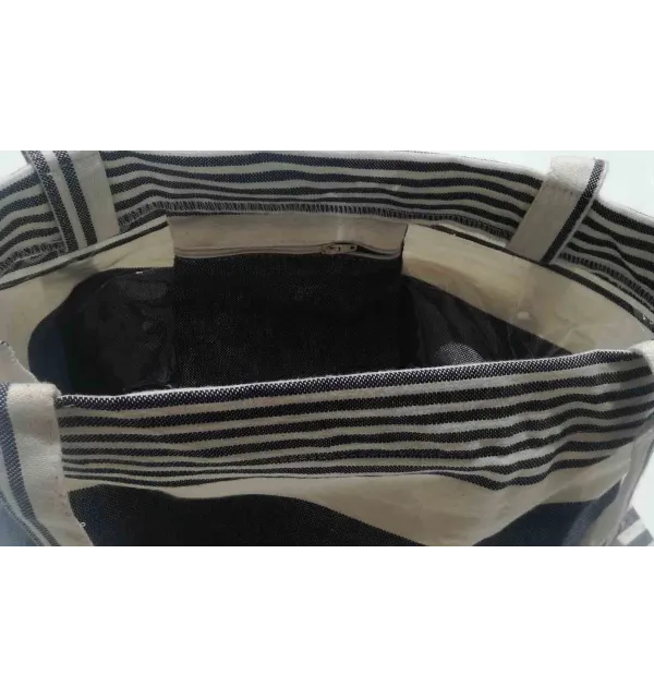 Sac de plage fouta blanc crème et ardoise 