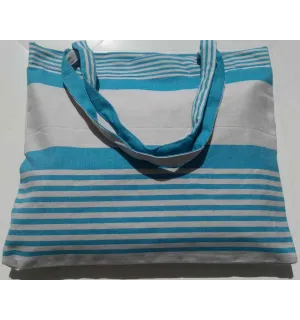 Sac de plage fouta bleu céleste avec rayures 