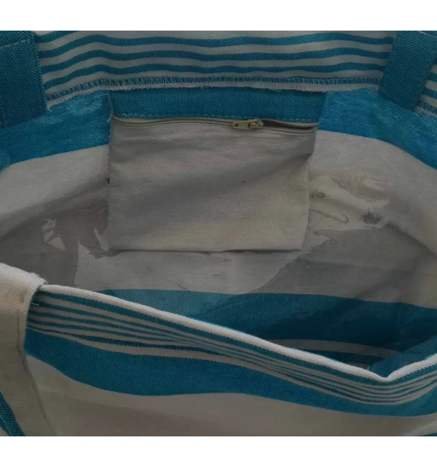 Sac de plage fouta bleu céleste avec rayures 