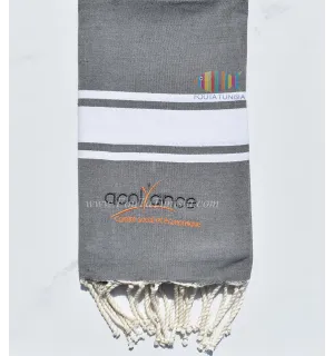 Fouta gris orage broderie acolyance 