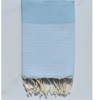 Fouta nid d'abeille bleu pastel 