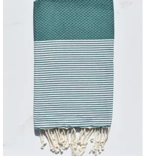 Fouta nid d'abeille vert sapin - 1 2