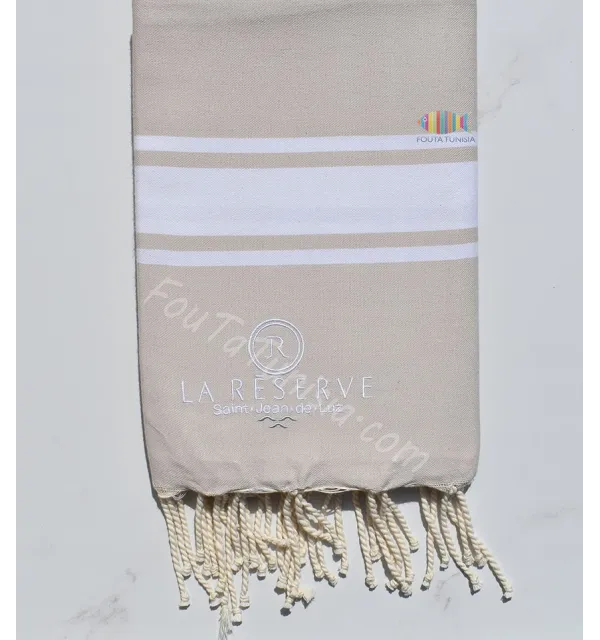 Fouta personnalisée La réserve couleur taupe clair 