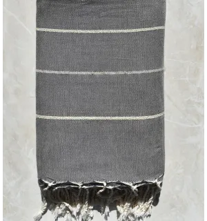 Jeté gris et lurex avec rayures
