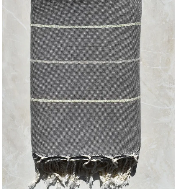 Jeté gris et lurex avec rayures 