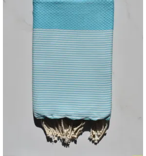 Fouta nid d'abeille bleu cyan 