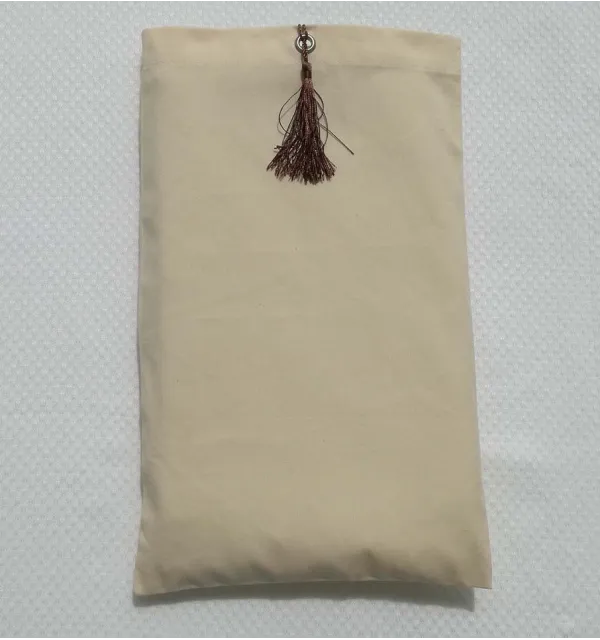 Pochette fouta beige clair nœud pompon marron 