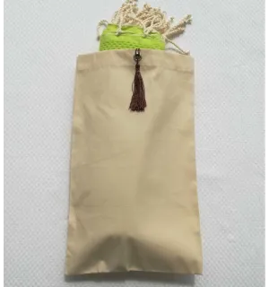 Pochette fouta beige clair nœud pompon marron 2
