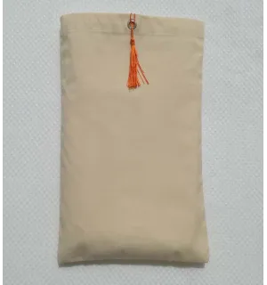Pochette fouta beige clair nœud pompon orange 