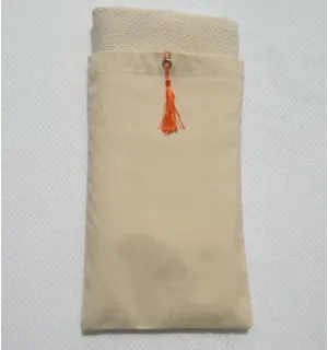 Pochette fouta beige clair nœud pompon orange 2