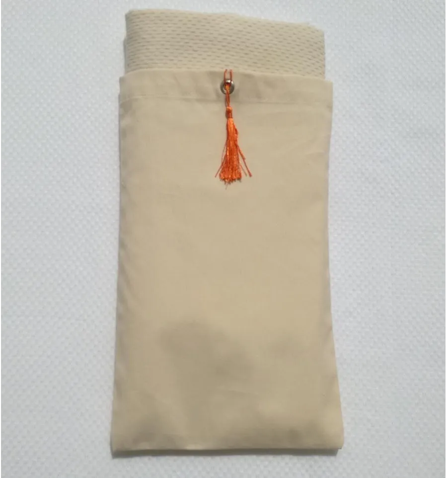 Pochette fouta beige clair nœud pompon orange 