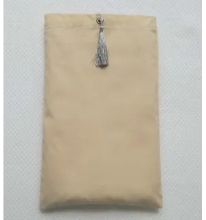 Pochette fouta beige clair nœud pompon gris bleu 