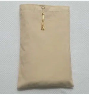 Pochette fouta beige clair nœud pompon blanc de platine 