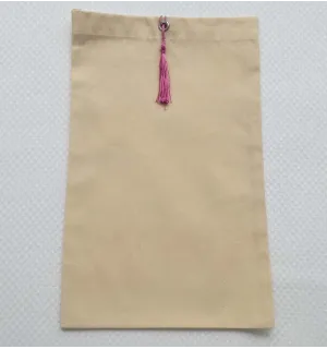 Pochette fouta beige clair nœud pompon rose violet 