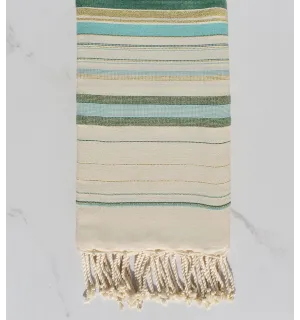 Fouta fadhila vert et blanc crème avec lurex 2