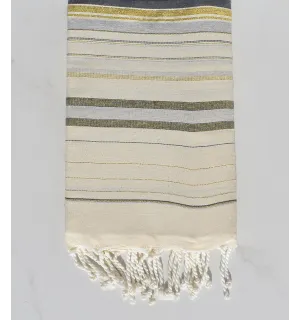 Fouta fadhila gris et blanc crème avec lurex 