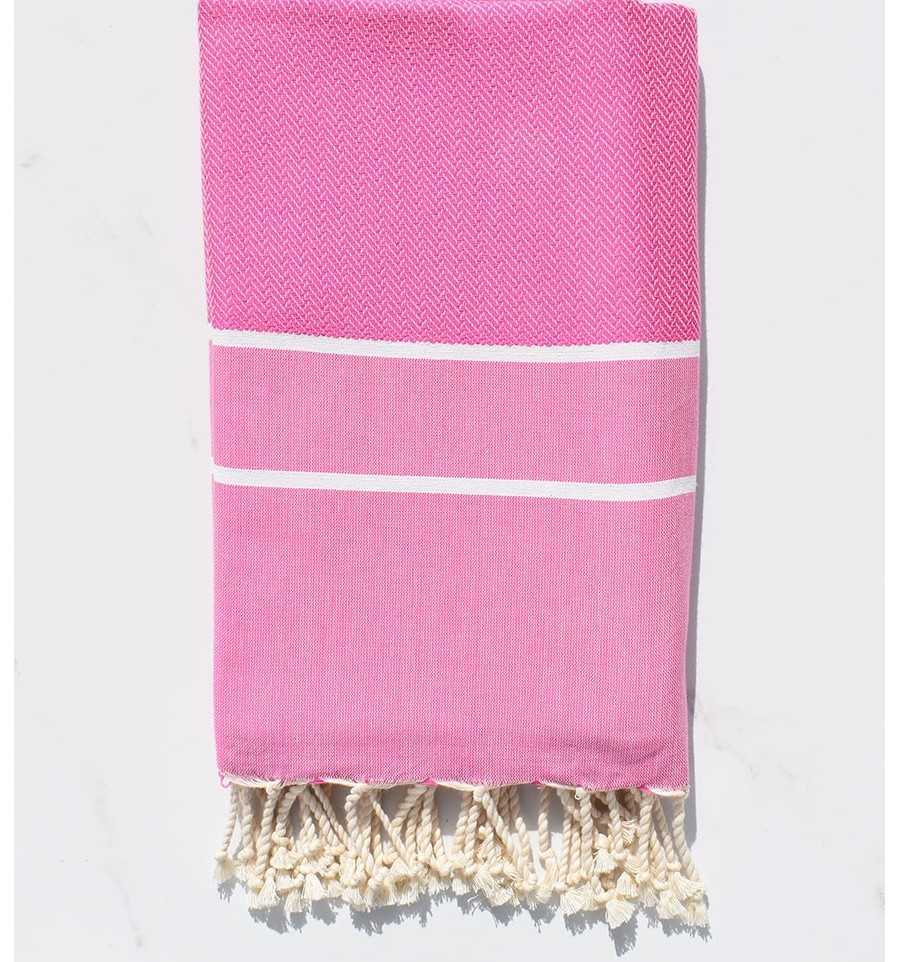 Fouta chevron rose bonbon