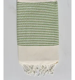 Fouta plate blanc cassé avec lurex vert clair 