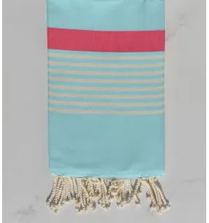Fouta artur bleu azurin et rose 