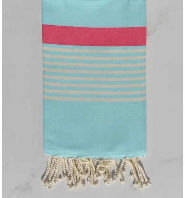 Fouta artur bleu azurin et rose 