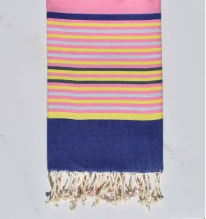 Fouta 5 couleurs rose, bleu denim, jaune, gris clair et anthracite Fouta Tunisia - 1 2