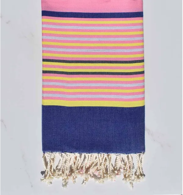 Fouta 5 couleurs rose, bleu denim, jaune, gris clair et anthracite 