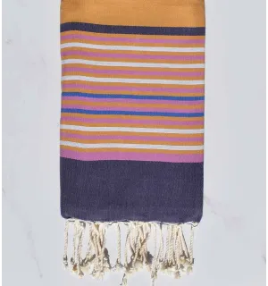 Fouta 5 couleurs alezan, violet d'évèque, orchidée, gris clair et bleu 