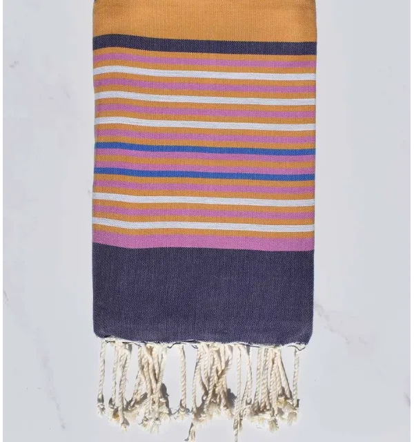 Fouta 5 couleurs alezan, violet d'évèque, orchidée, gris clair et bleu 