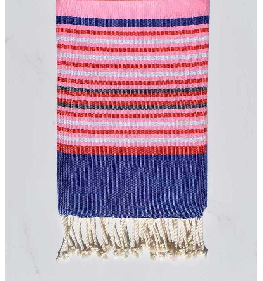 Fouta 5 couleurs rose clair, bleu jean, rouge, gris clair et ardoise