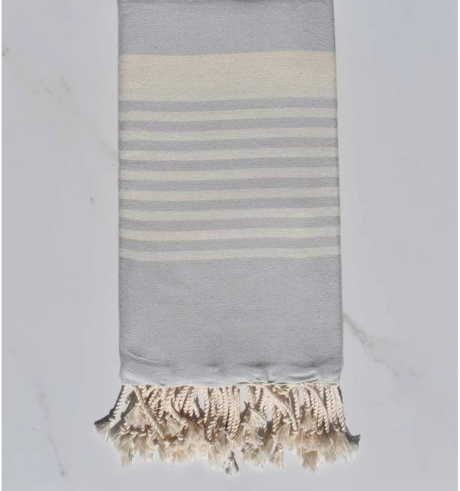Fouta arthur bleu pale rayée blanc 