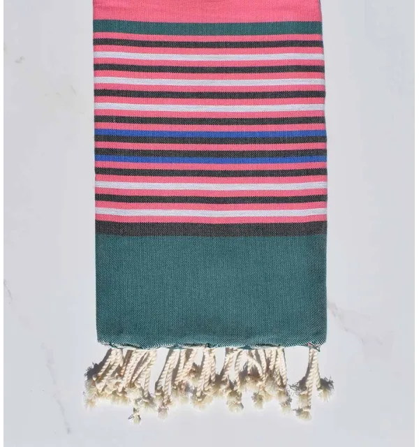 Fouta Plate vert avec rayures 